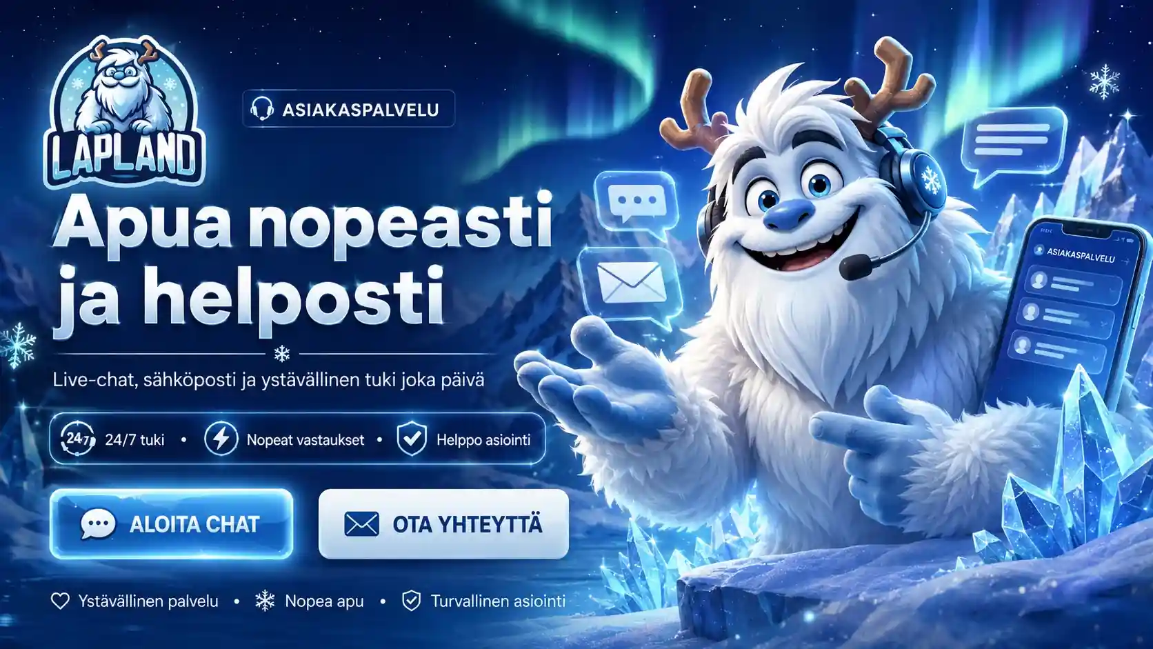 Lapland live-chat ja sähköposti tuki pelaajille