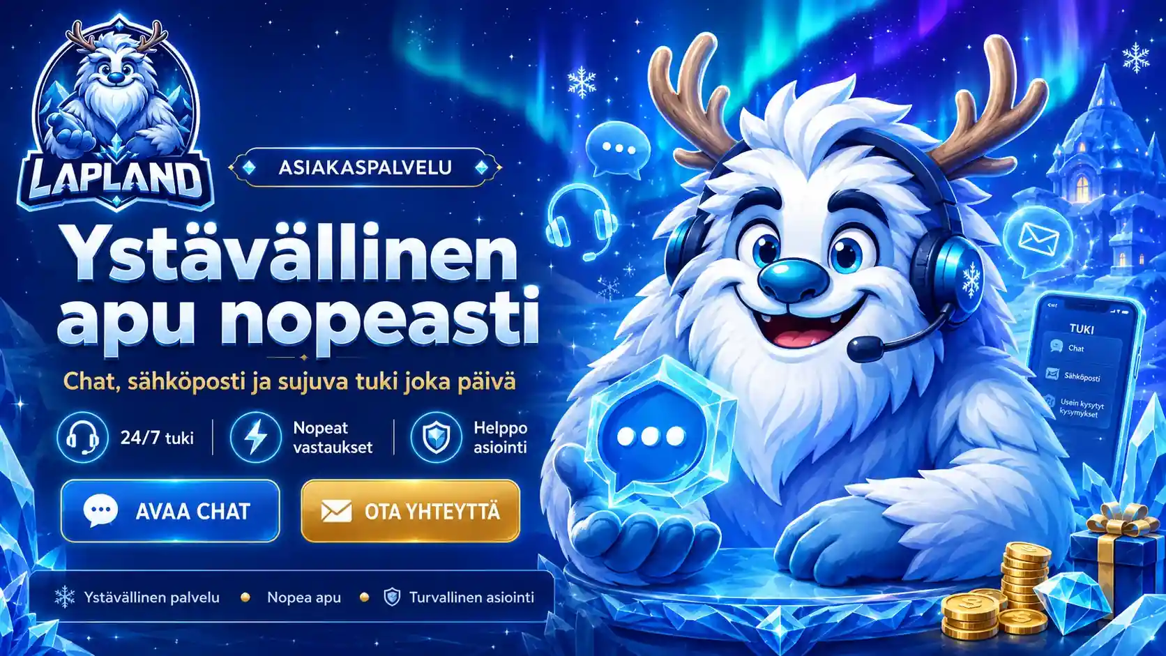 Lapland nopea ja ystävällinen asiakaspalvelu chatilla
